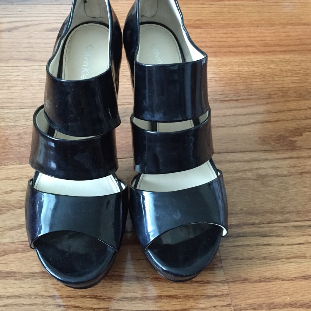 Calvin Klein black patent heels
